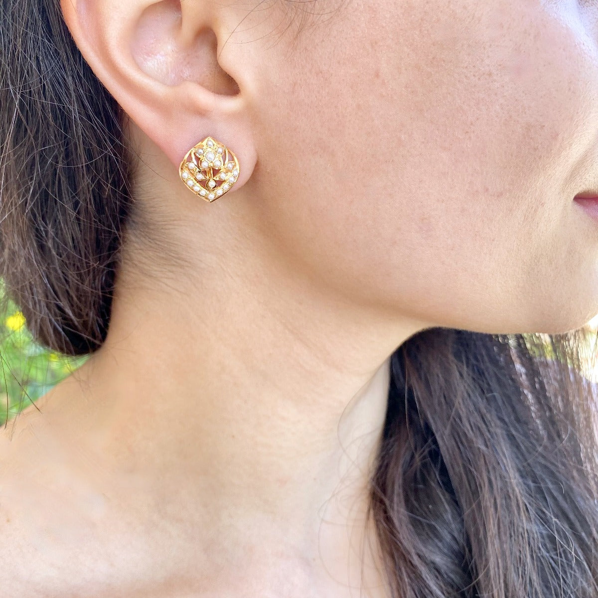 dainty gold tops with pearls