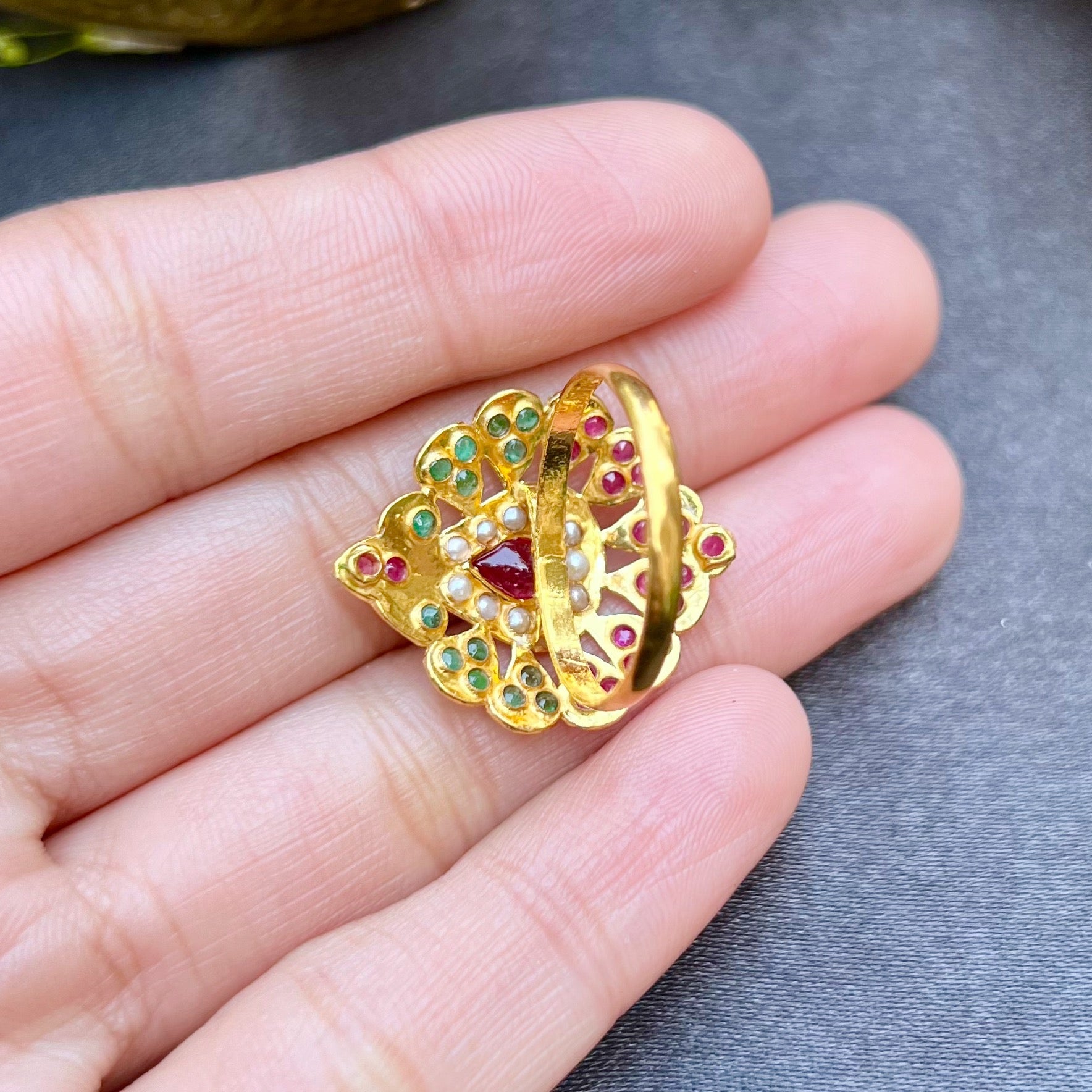 gold ruby emerald ring