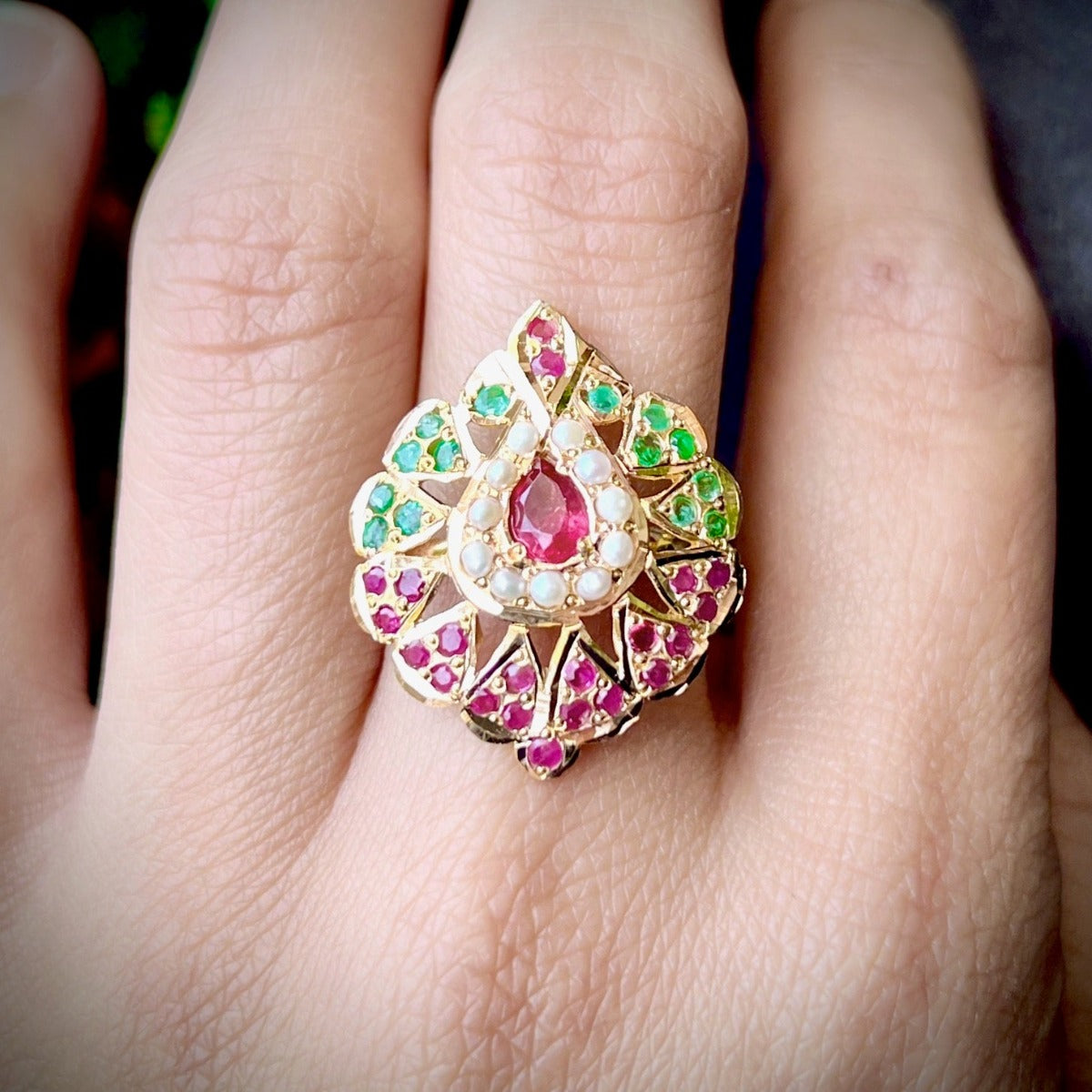 gold ruby emerald ring