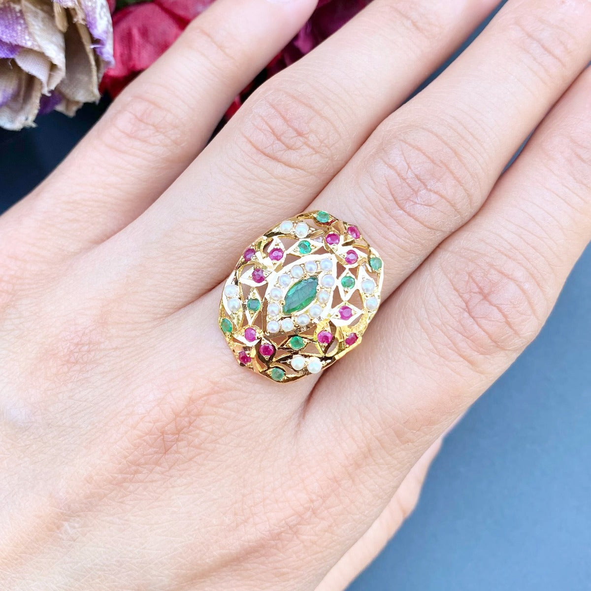 jadau ring in 22k gold glr 036