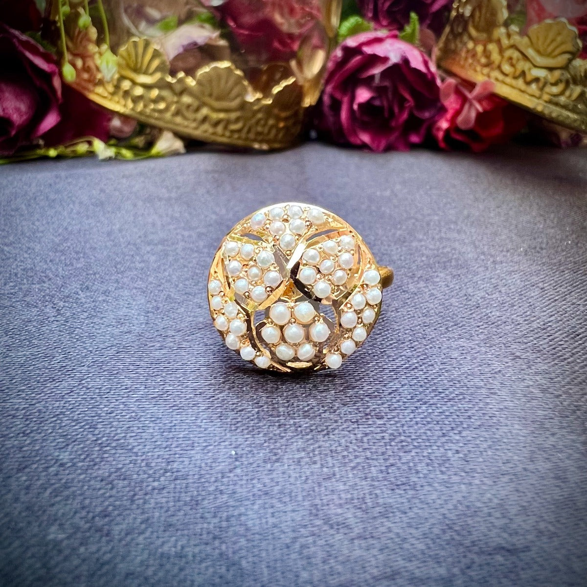 small jadau pearl ring gold