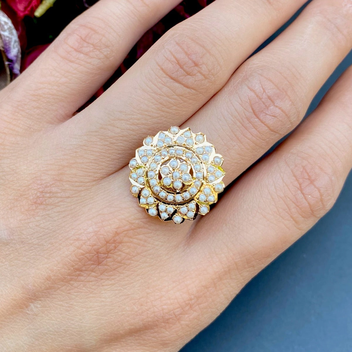 small pearl ring in 22k gold