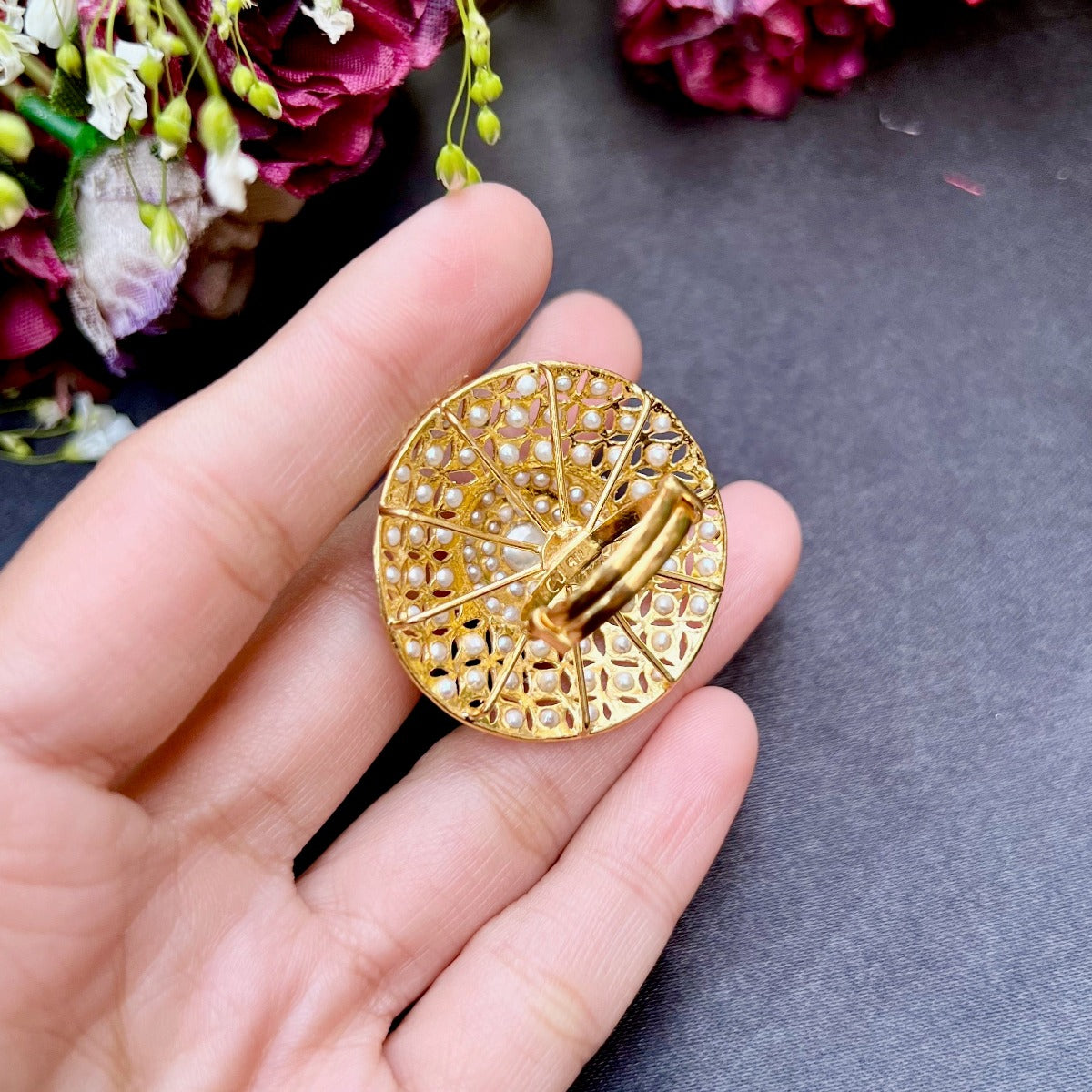 pearl cocktail ring gold