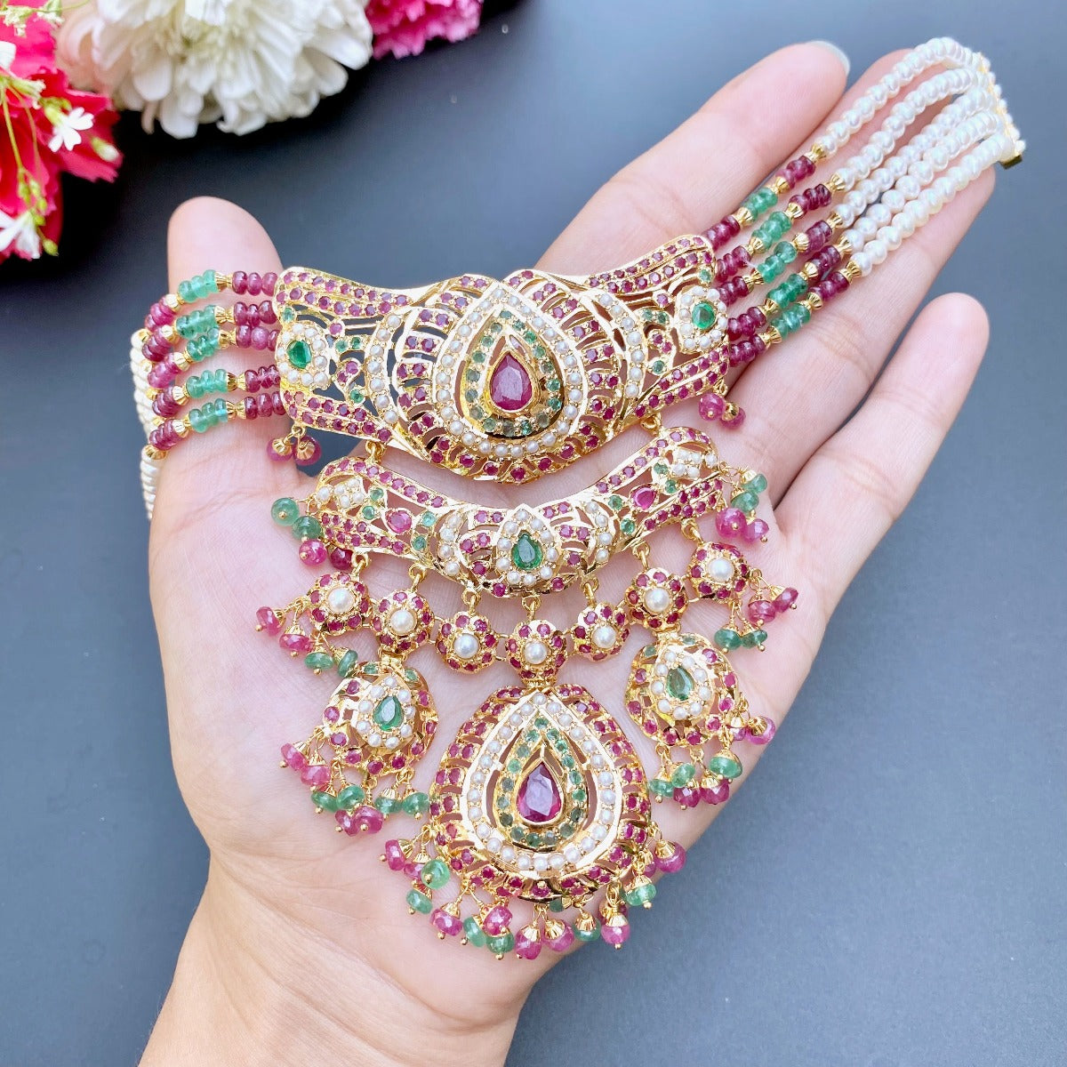 real gold necklace set for bride