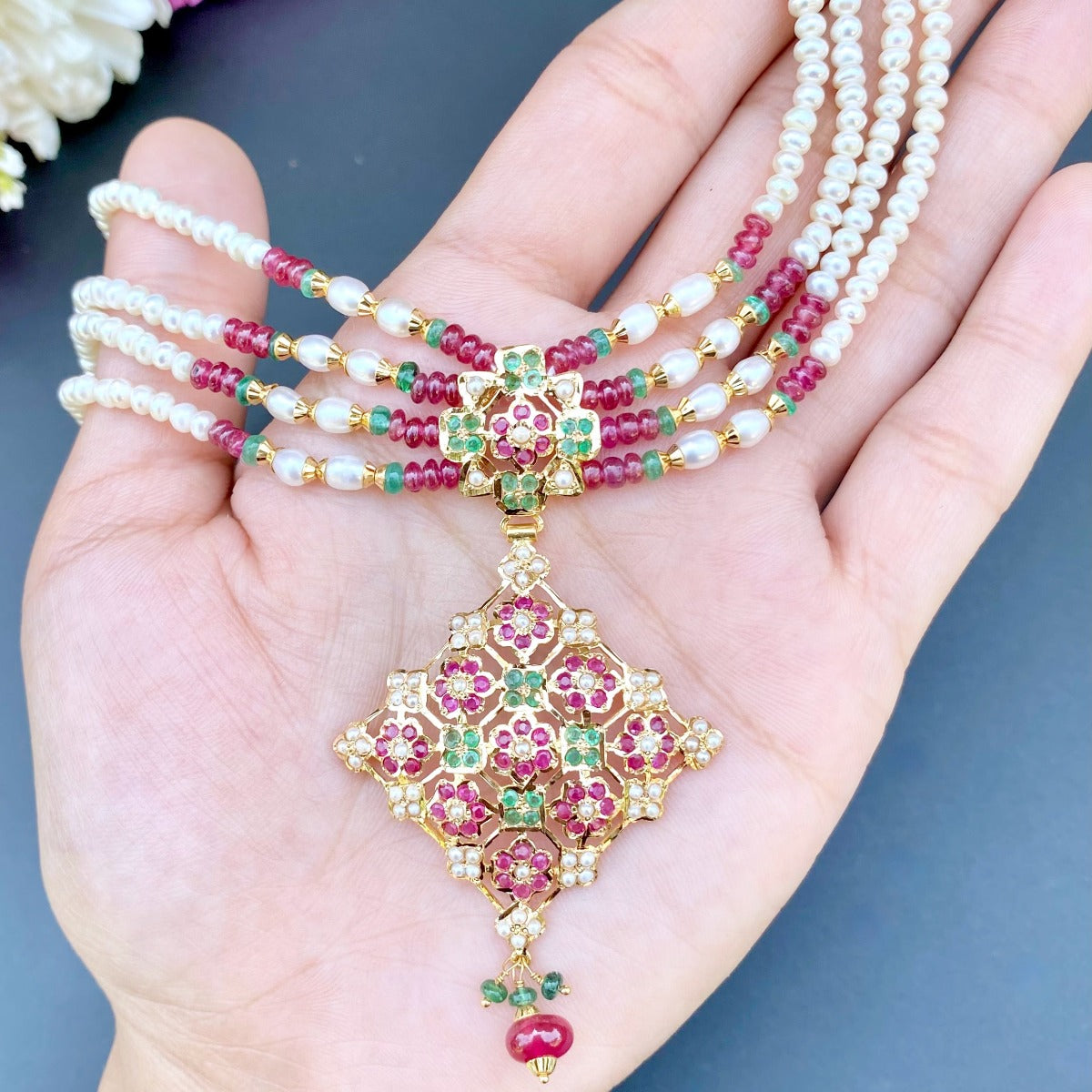 traditional jadau set on real gold
