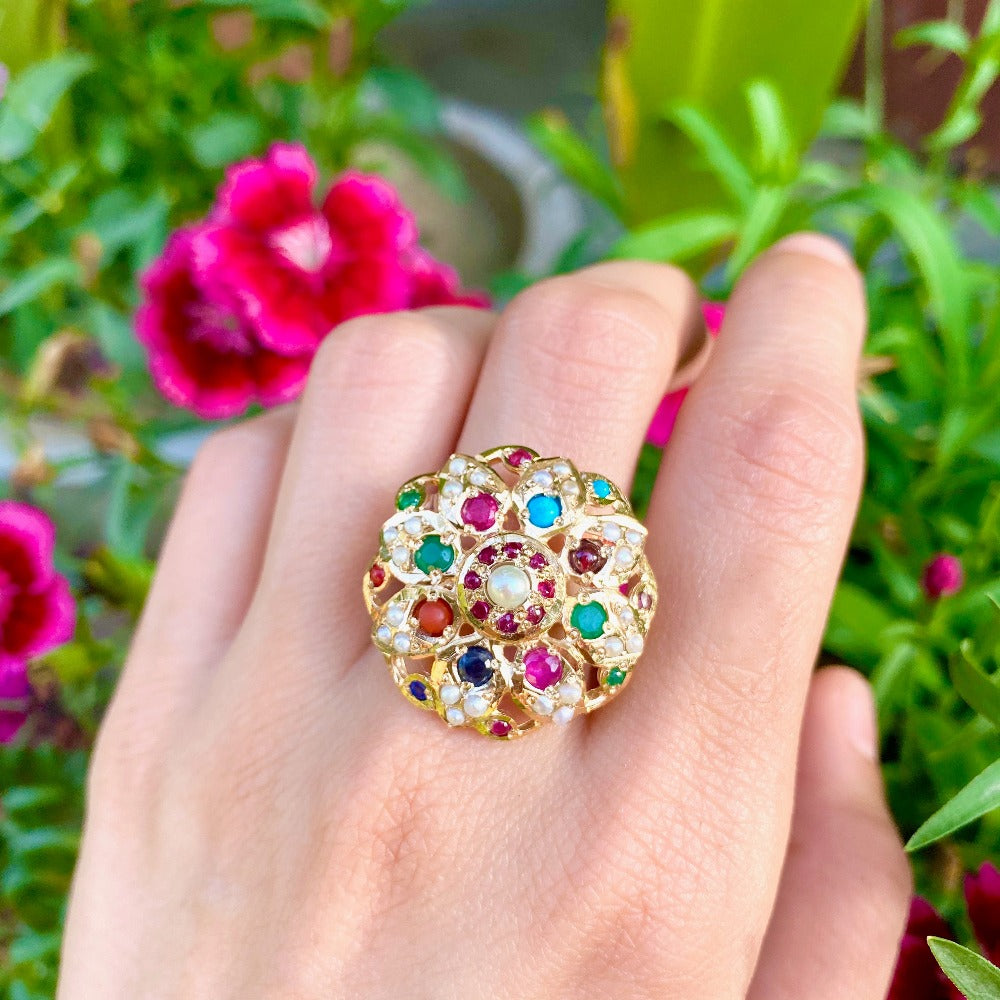 Ladies navaratna ring designs sale