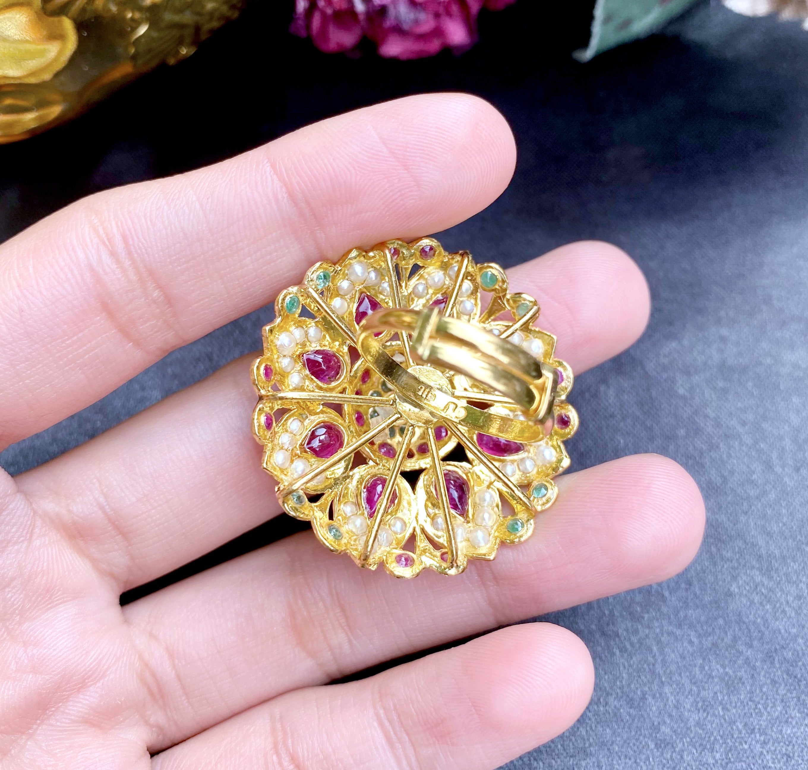 rajasthani gold cocktail ring