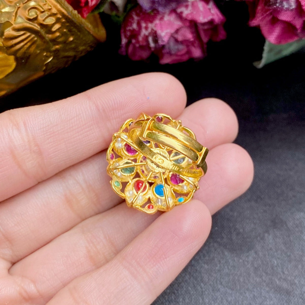 lightweight womens navratna gold ring
