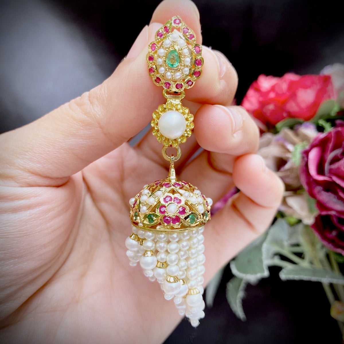 jadau jhumka 22k gold