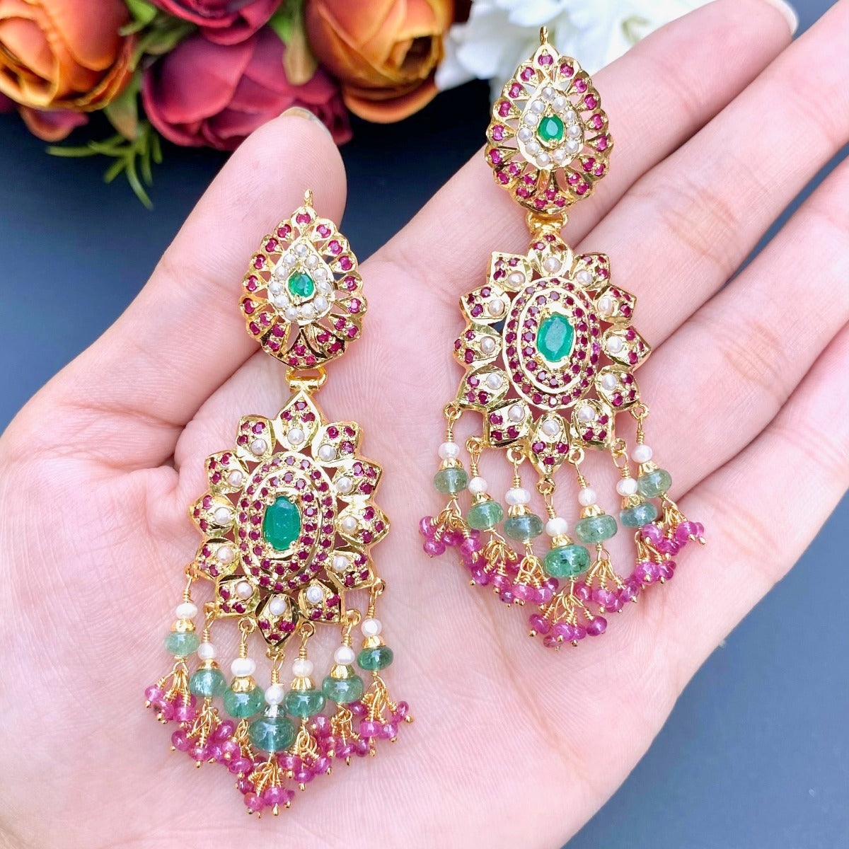 punjabi jadau earrings design