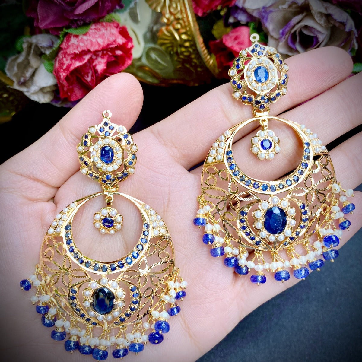 gold chandbalis for women