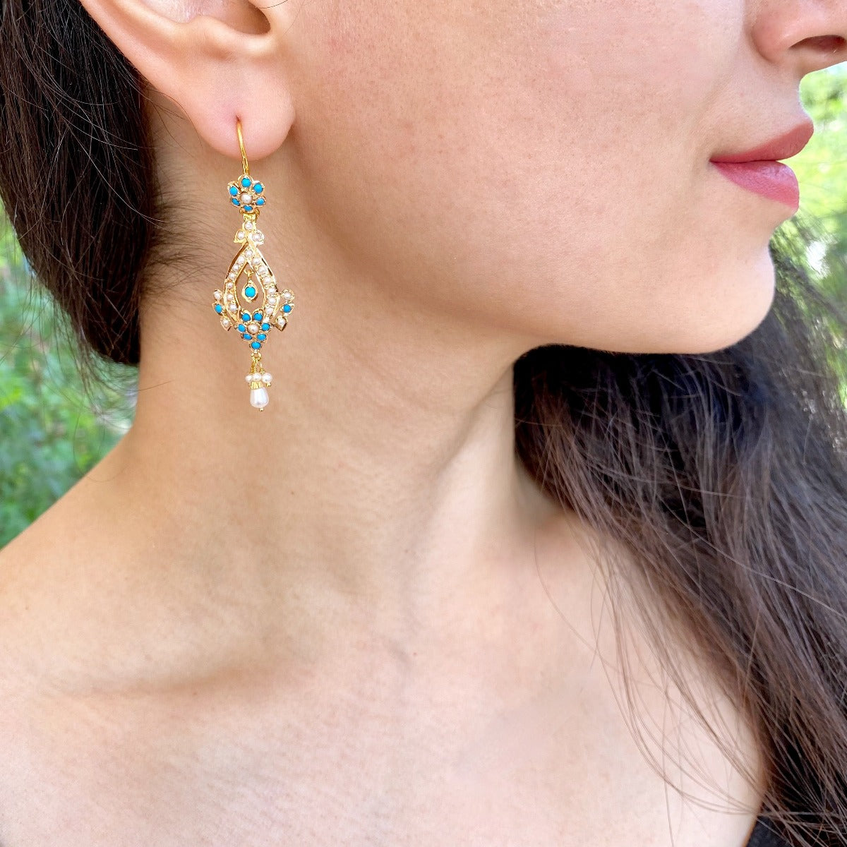 lightweight turquoise chandbali gold