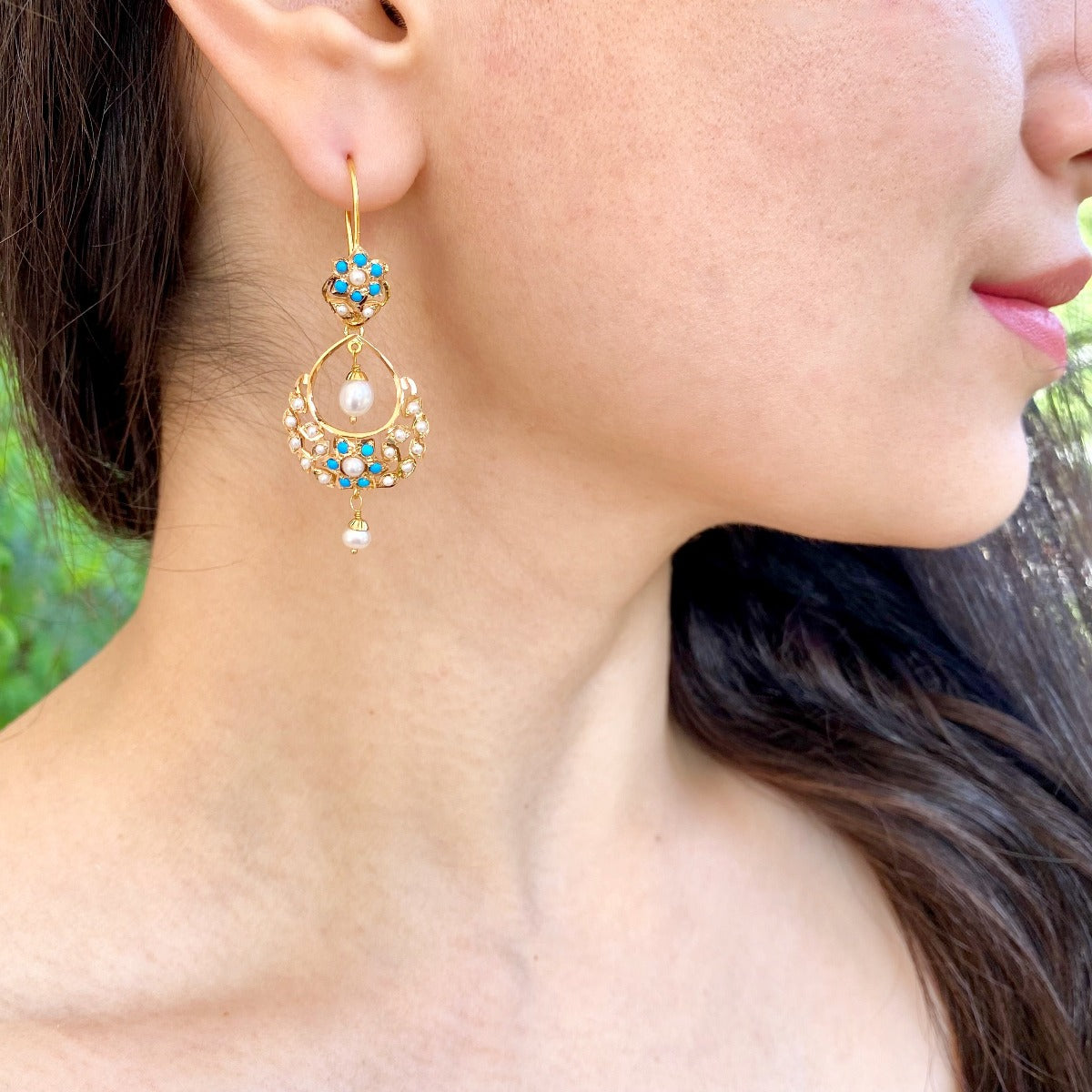 real gold jadau chandbali earrings