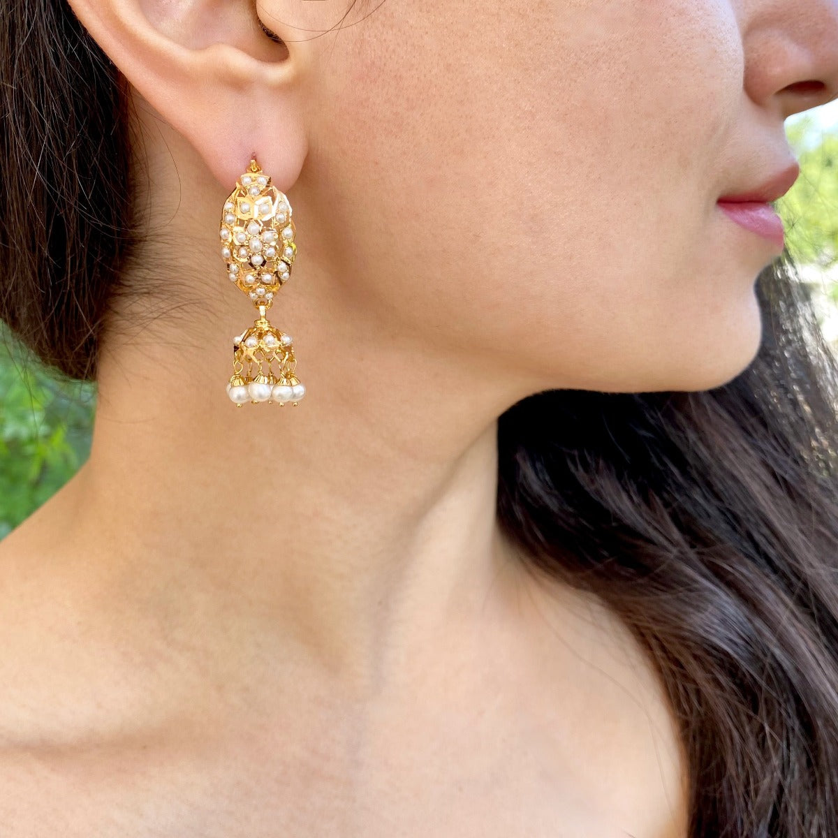 light weight hyderabadi pearl jhumka