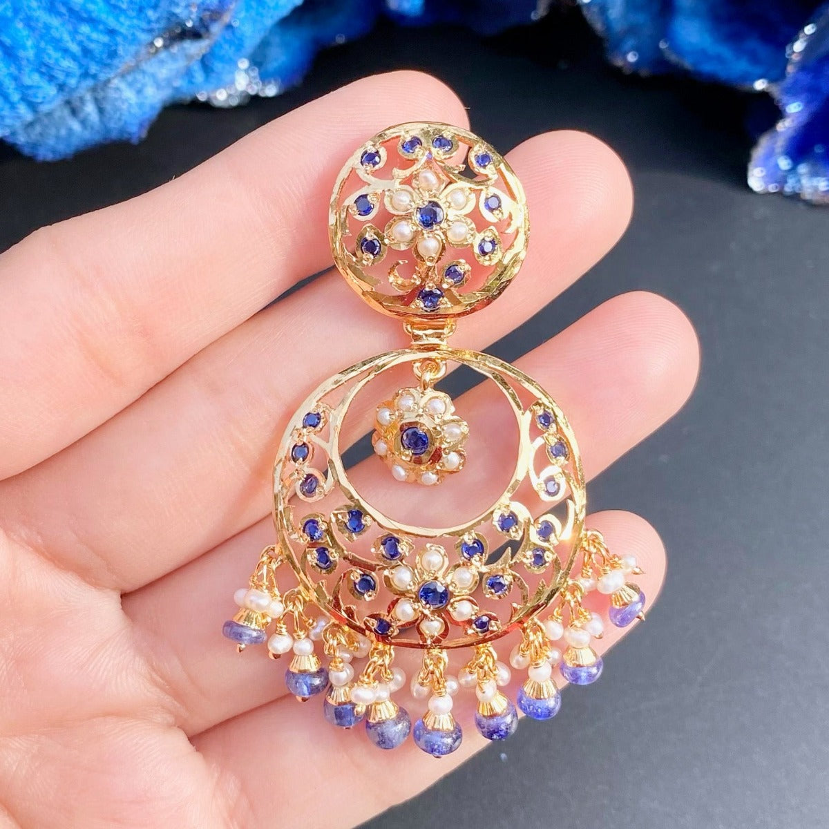 blue sapphire earring