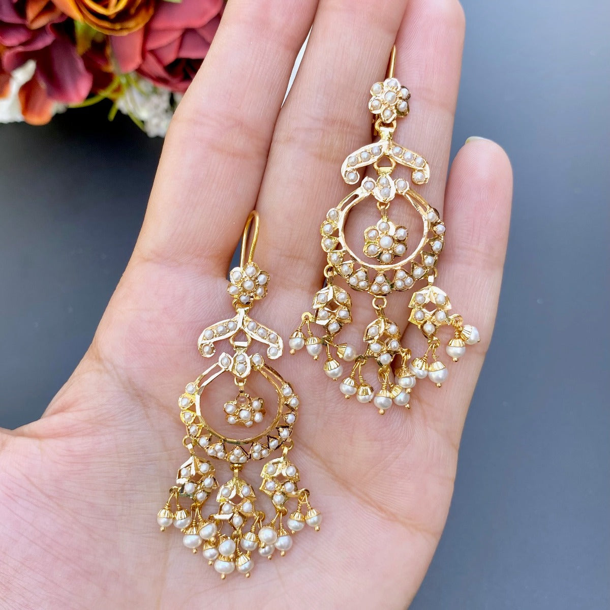 chandbali danglers in 22k gold
