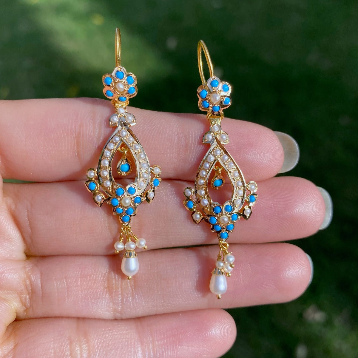 lightweight turquoise chandbali gold