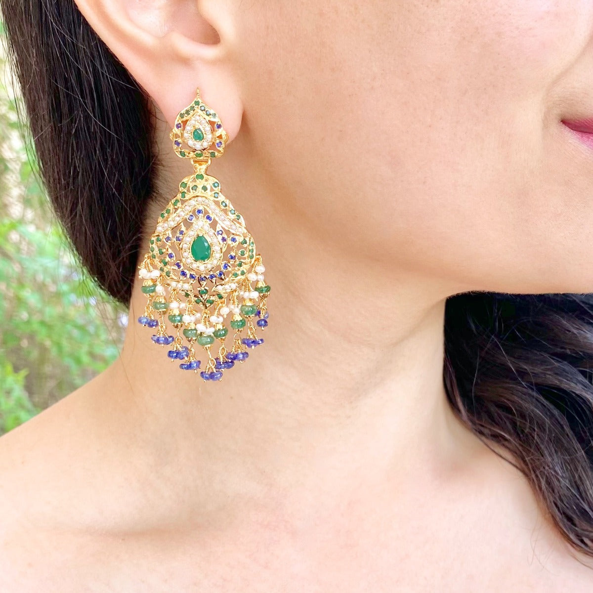 pakistani jadau earrings with gold plating