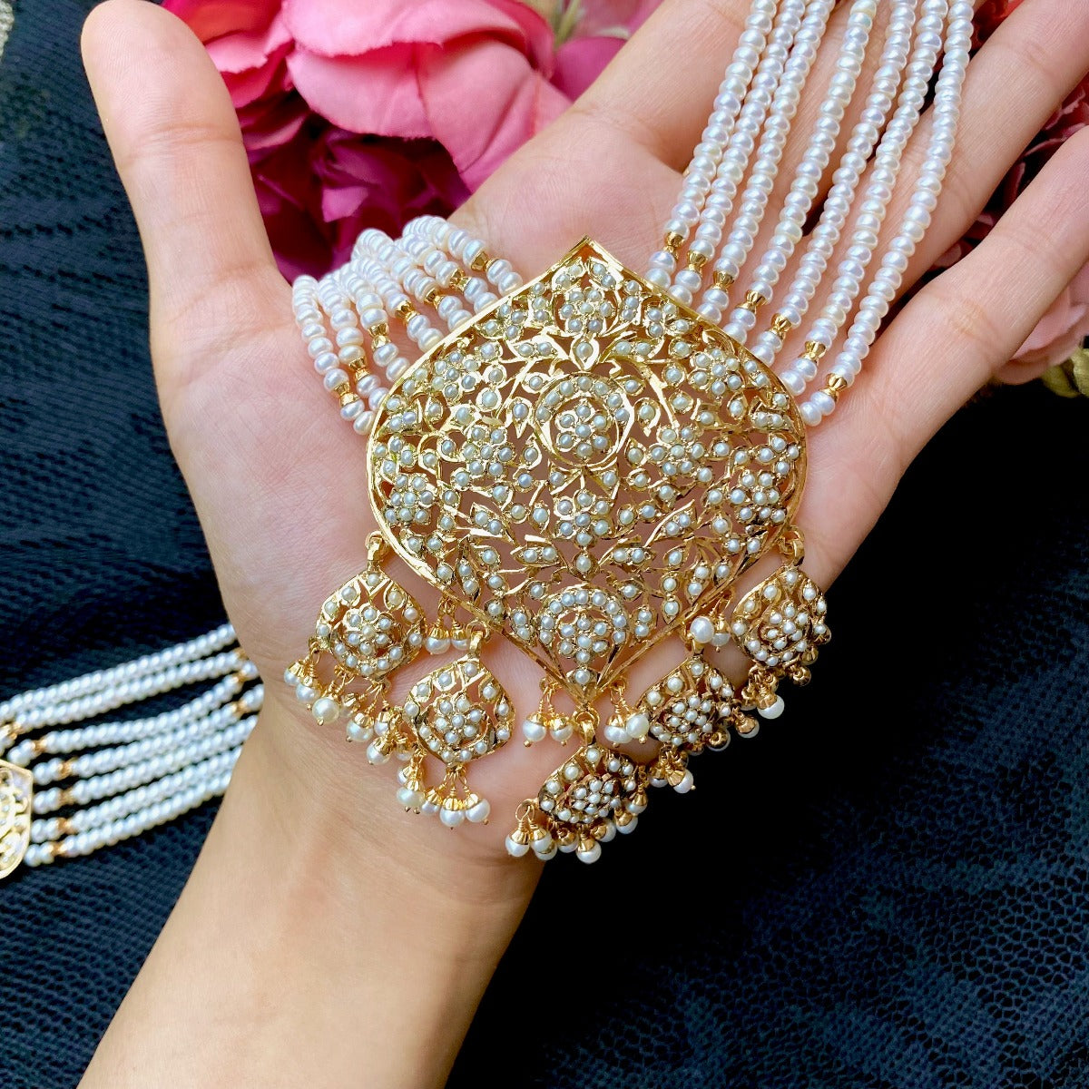 pearl rani haar gold plated on silver