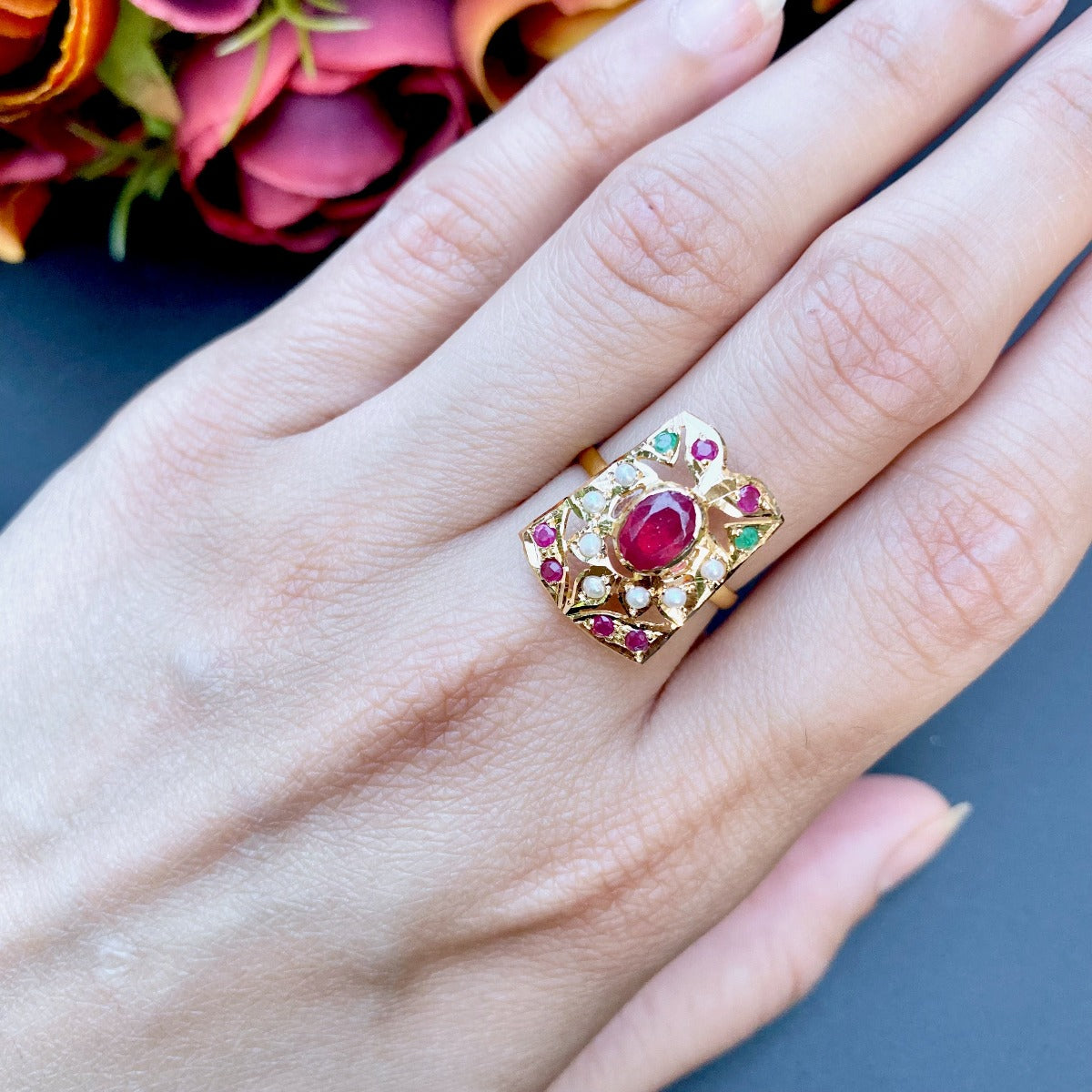 gold ring with ruby