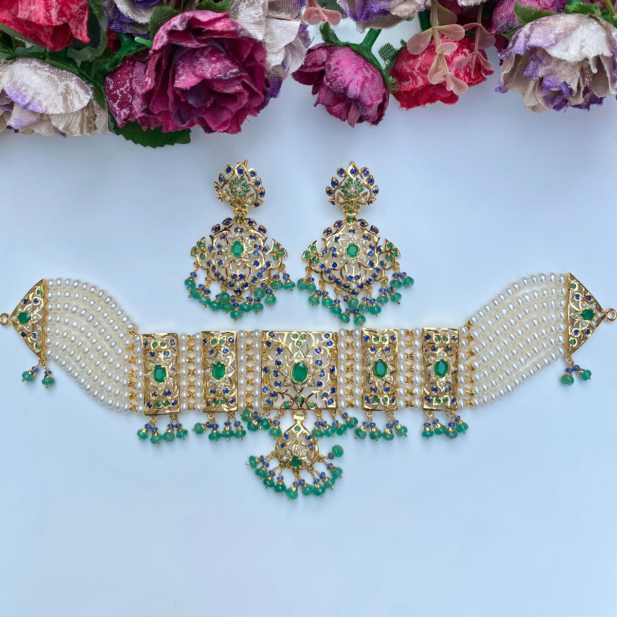 emerald choker necklace set