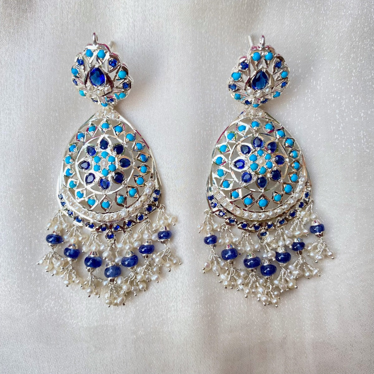 blue silver earrings for girls
