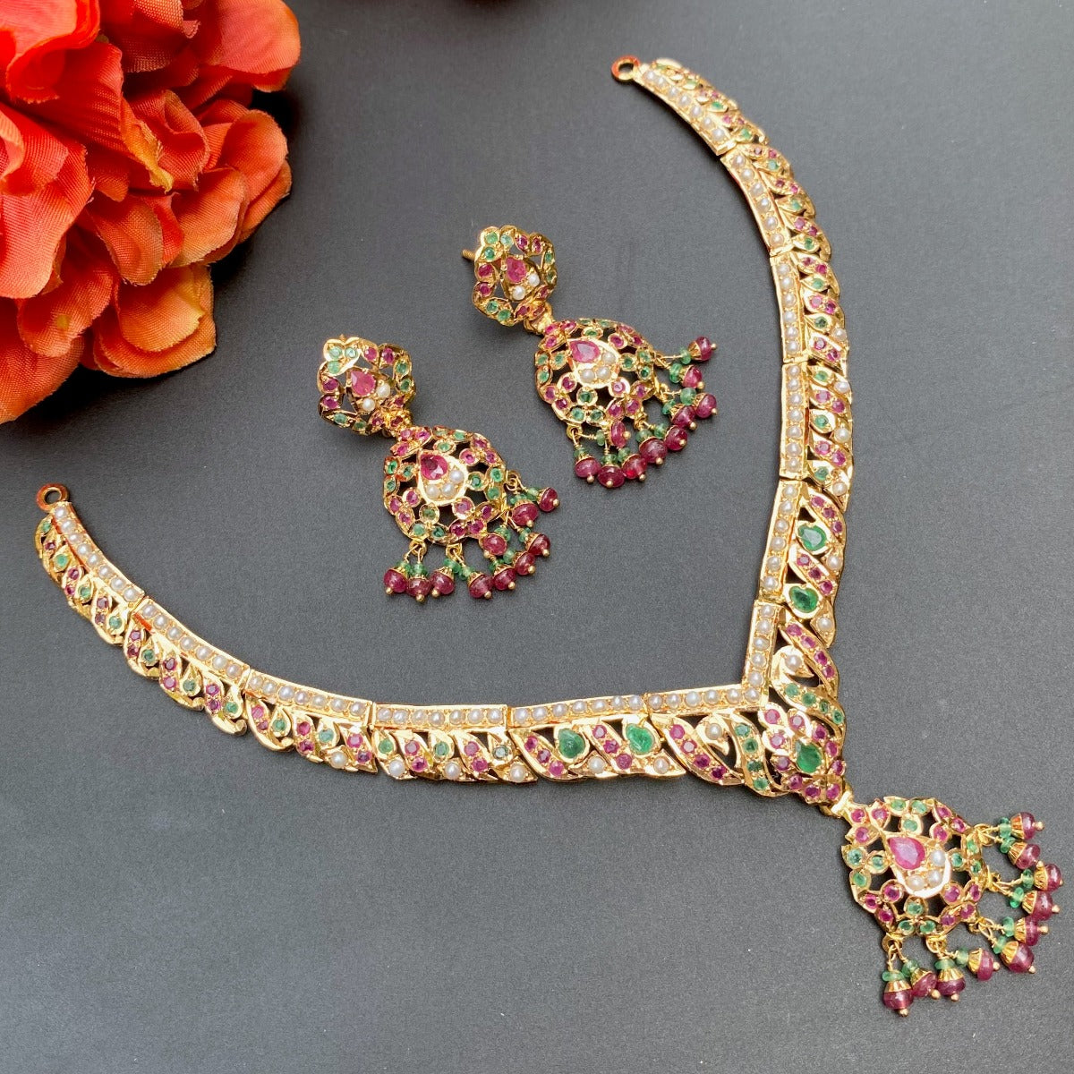 jadau necklace set gold