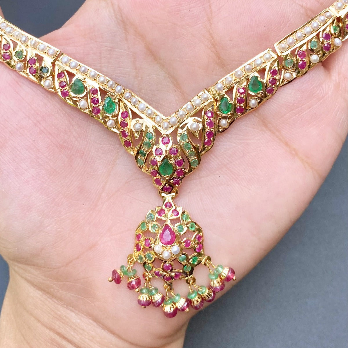 jadau necklace set gold