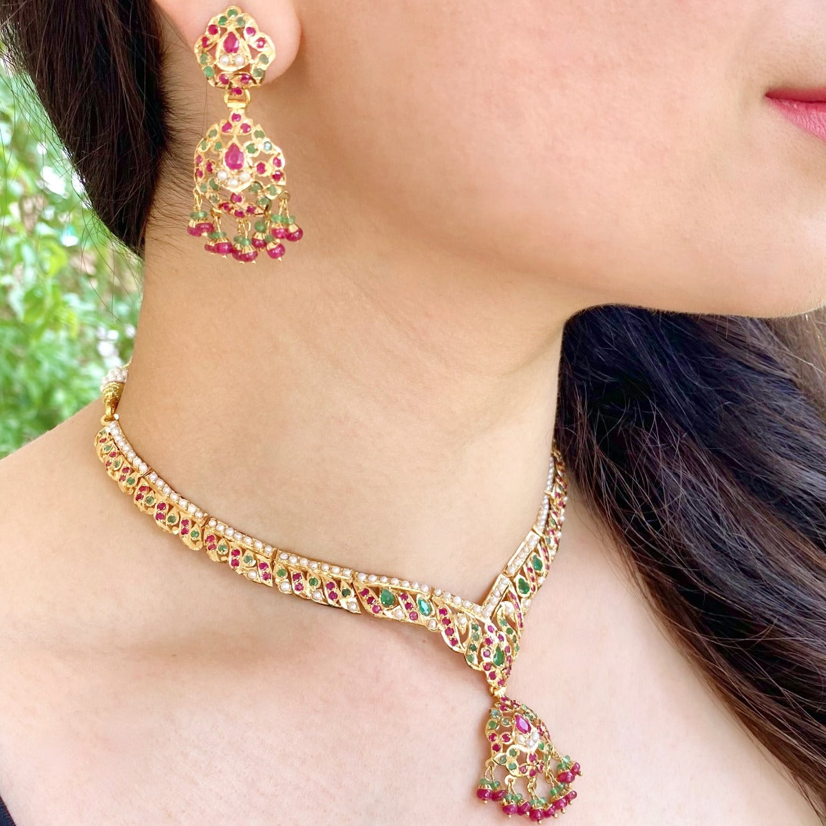 jadau necklace set gold