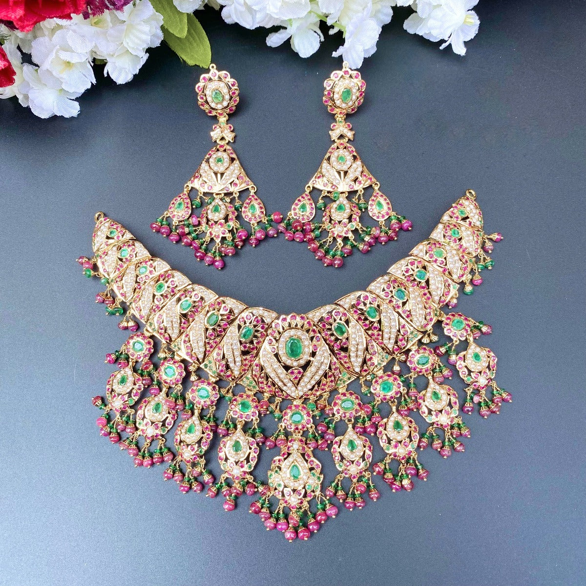 bridal wear jadau set gold