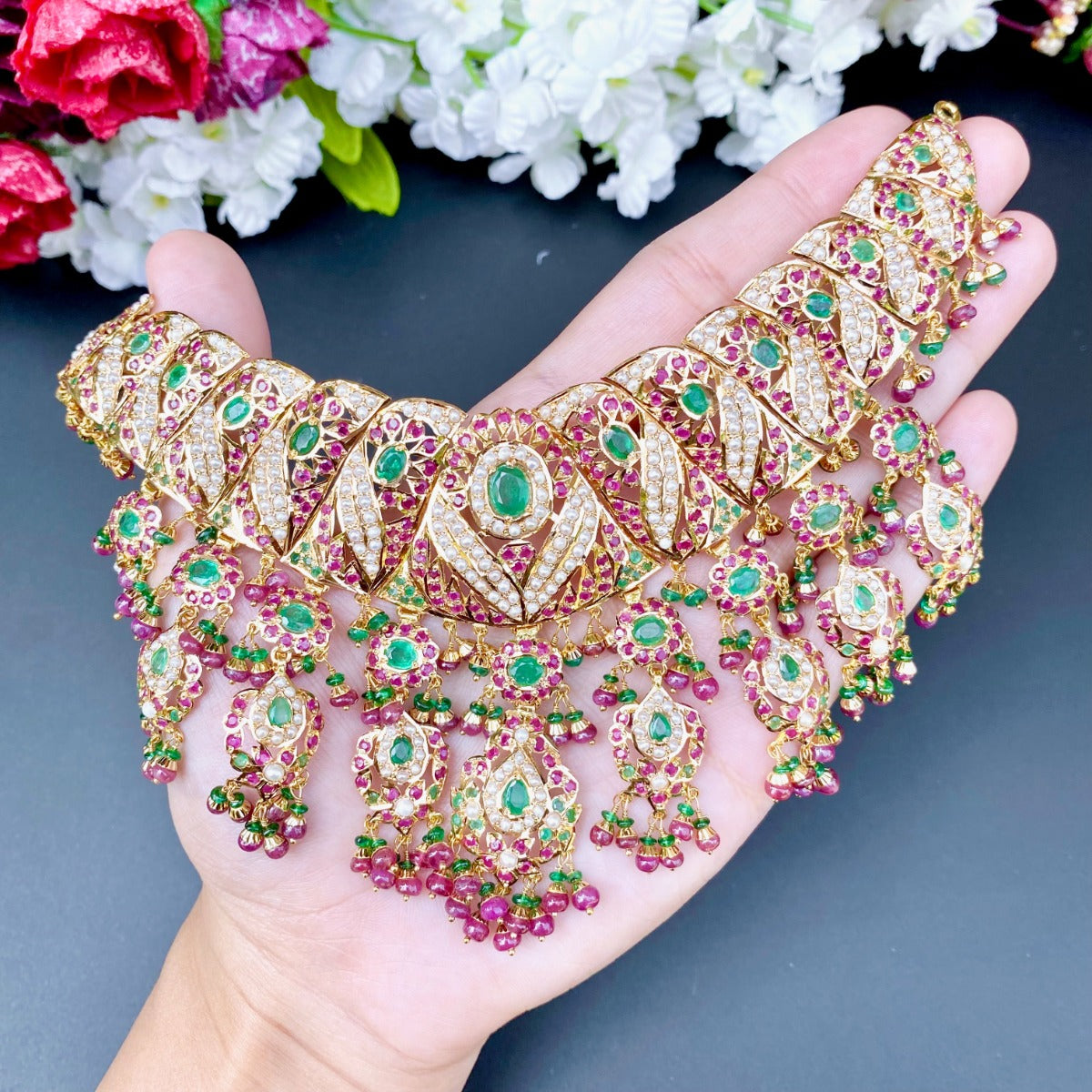 bridal wear jadau set gold