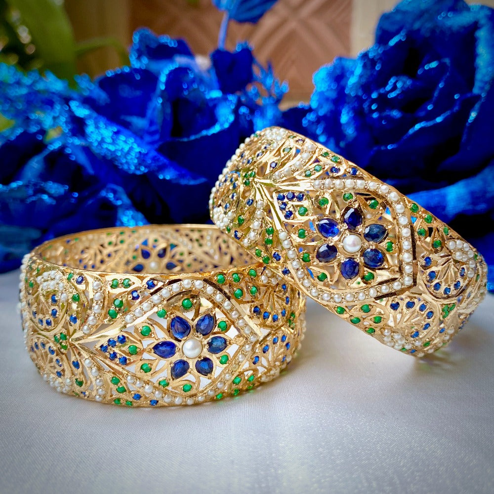 sapphire bangles gold plated