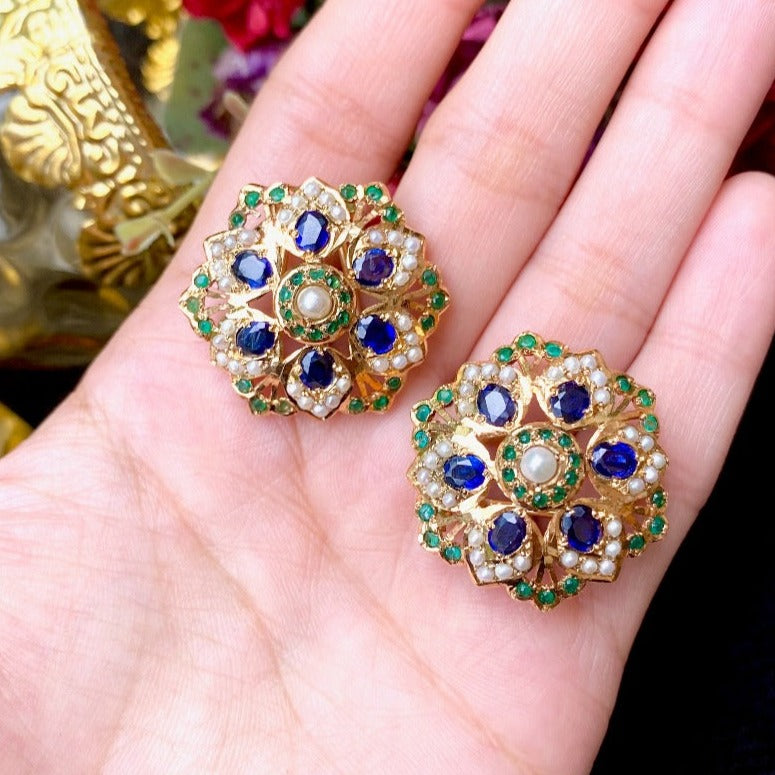 blue sapphire earrings on silver