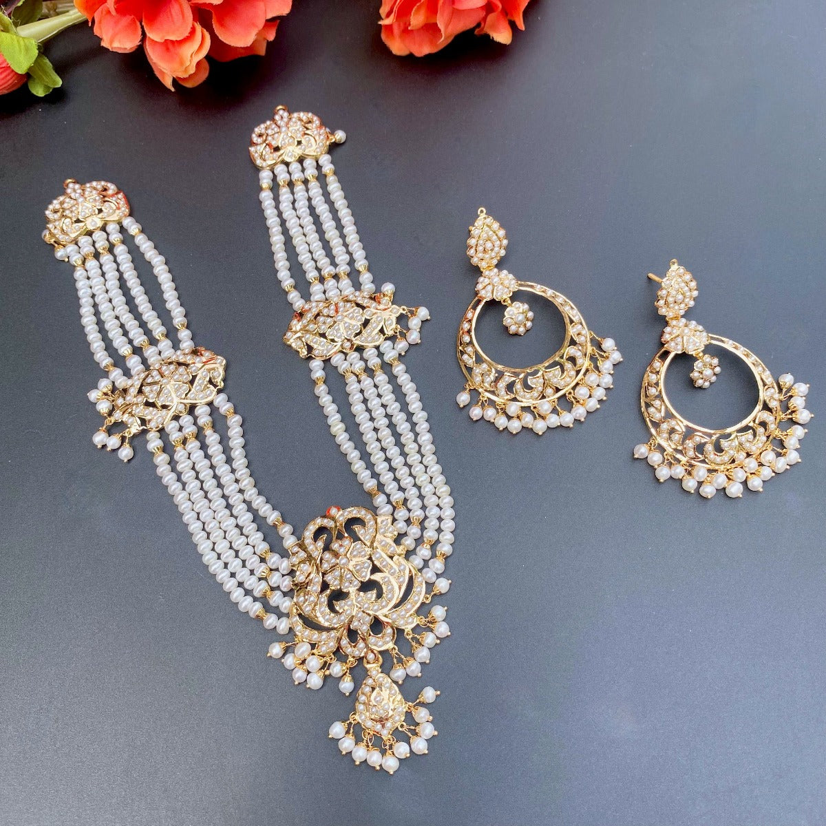 gold sitarami set pearls