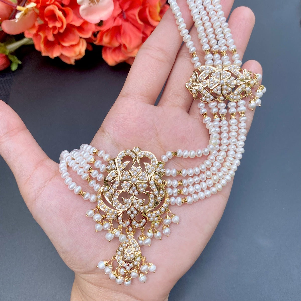 gold sitarami set pearls