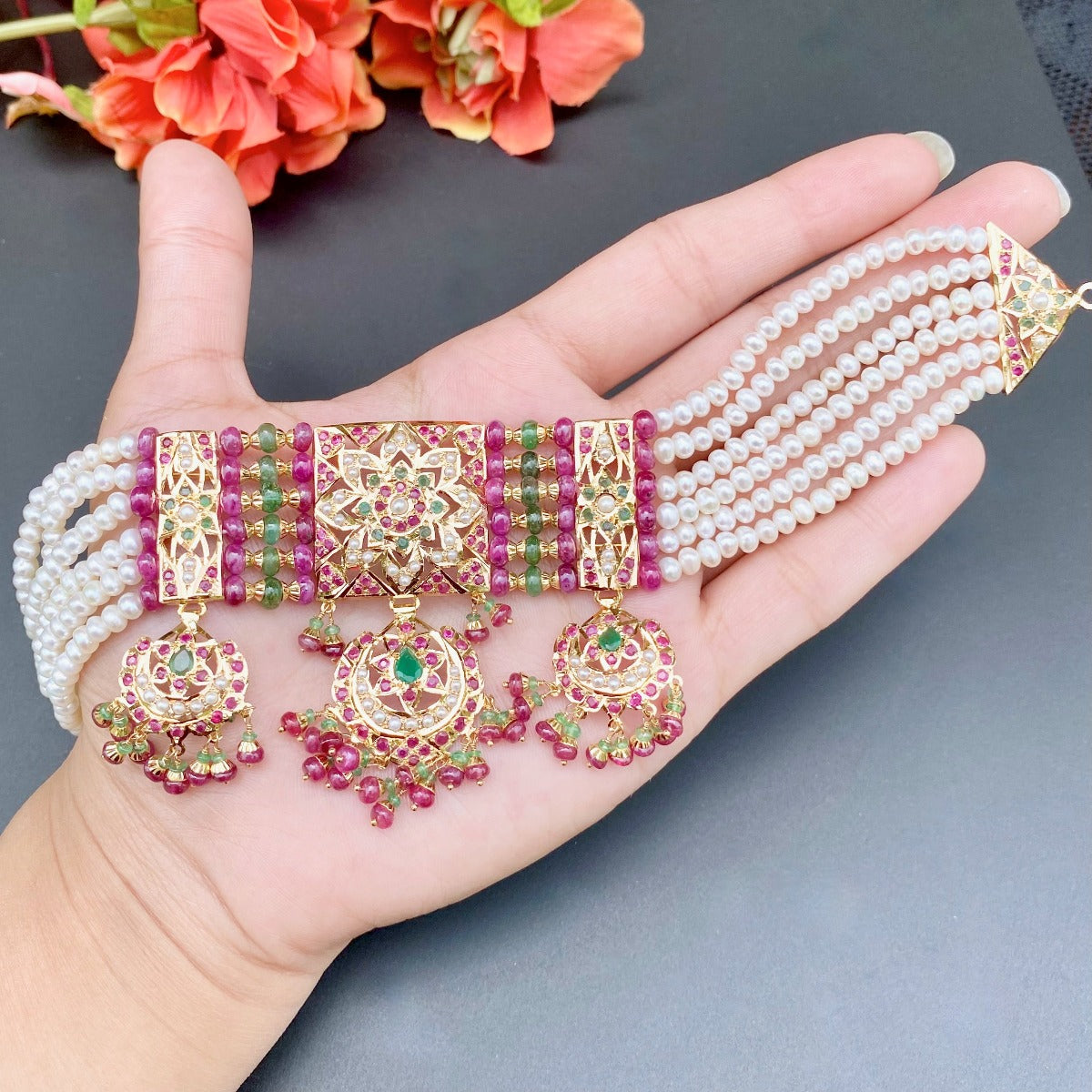 22k gold jadau choker