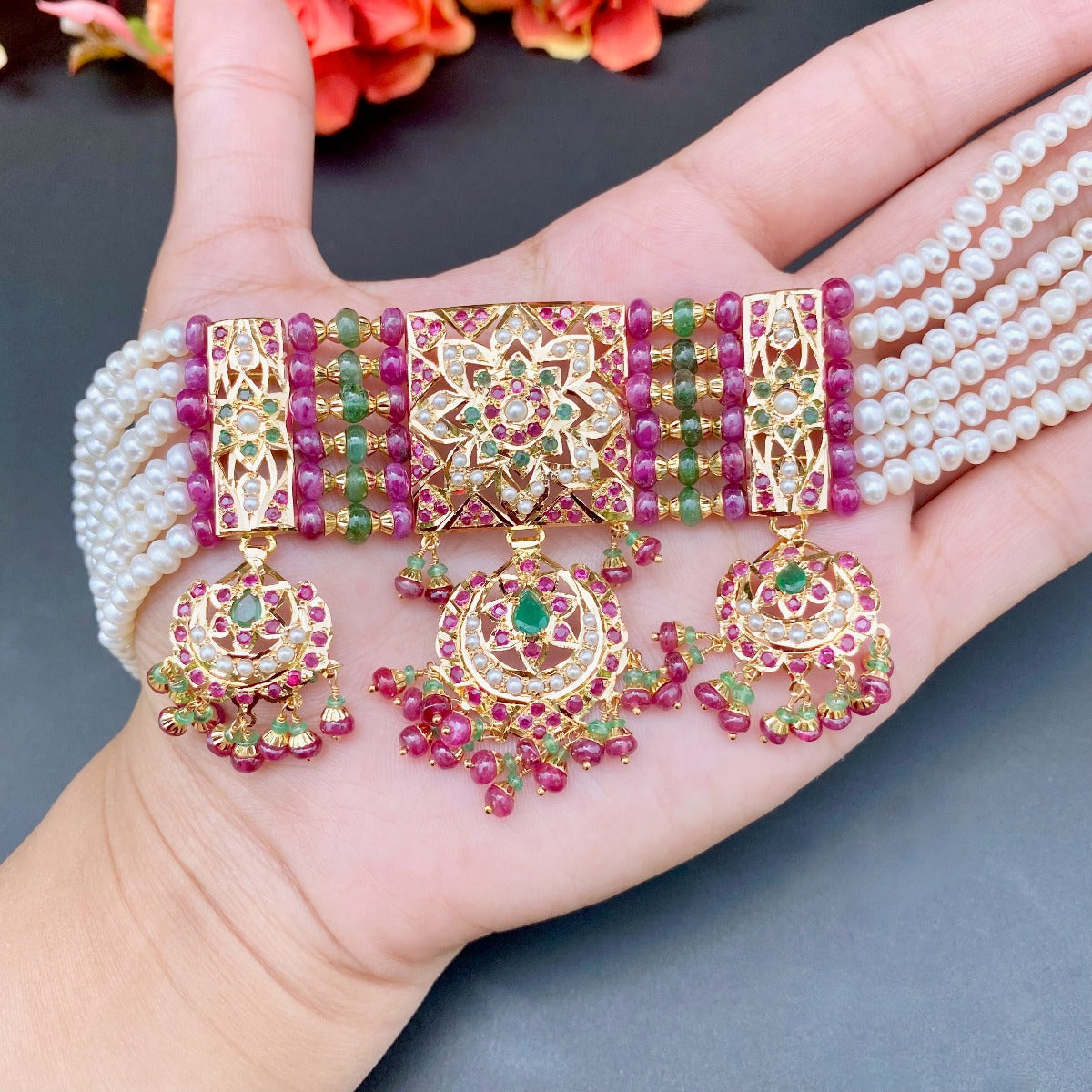 22k gold jadau choker