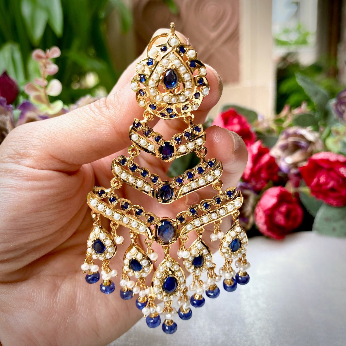 blue sapphire danglers