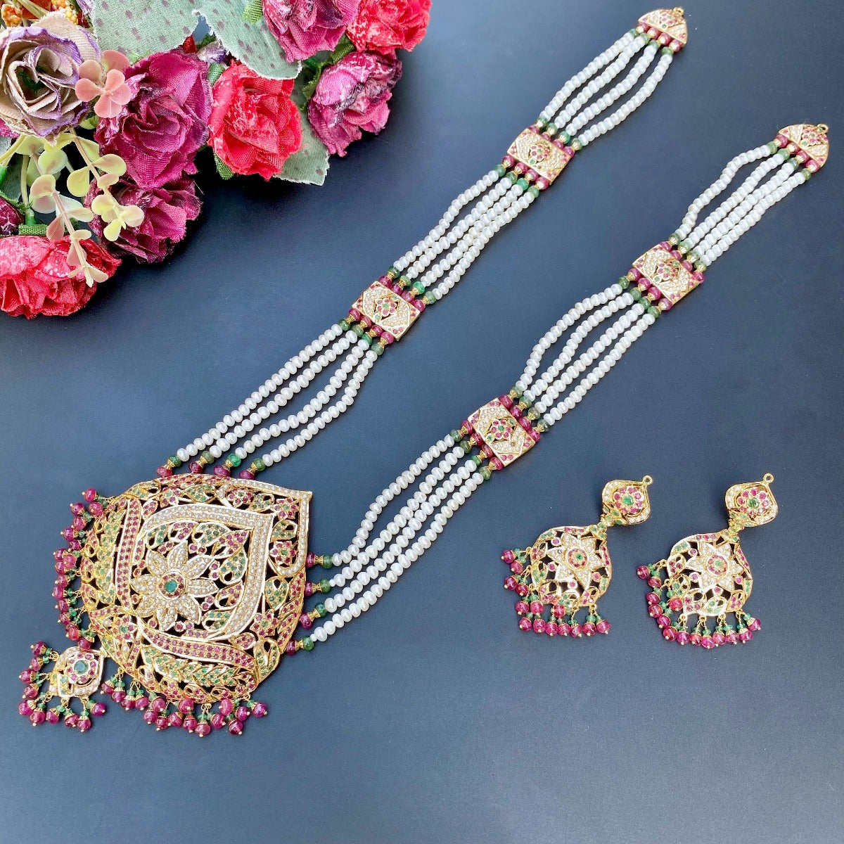 rani haar necklace set on real gold