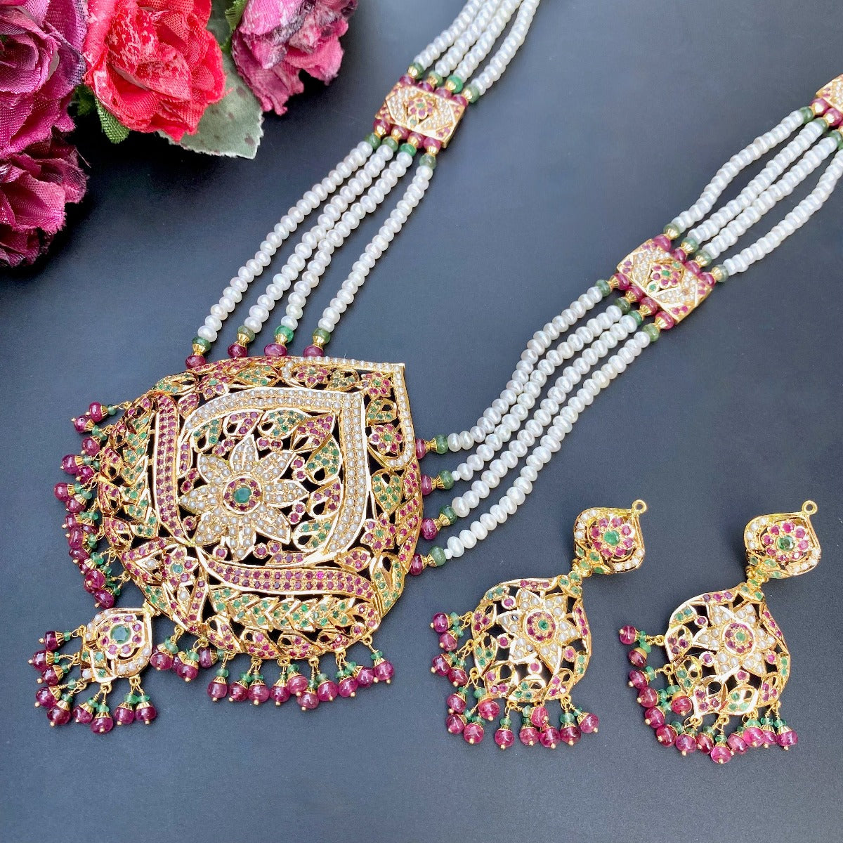 rani haar necklace set on real gold