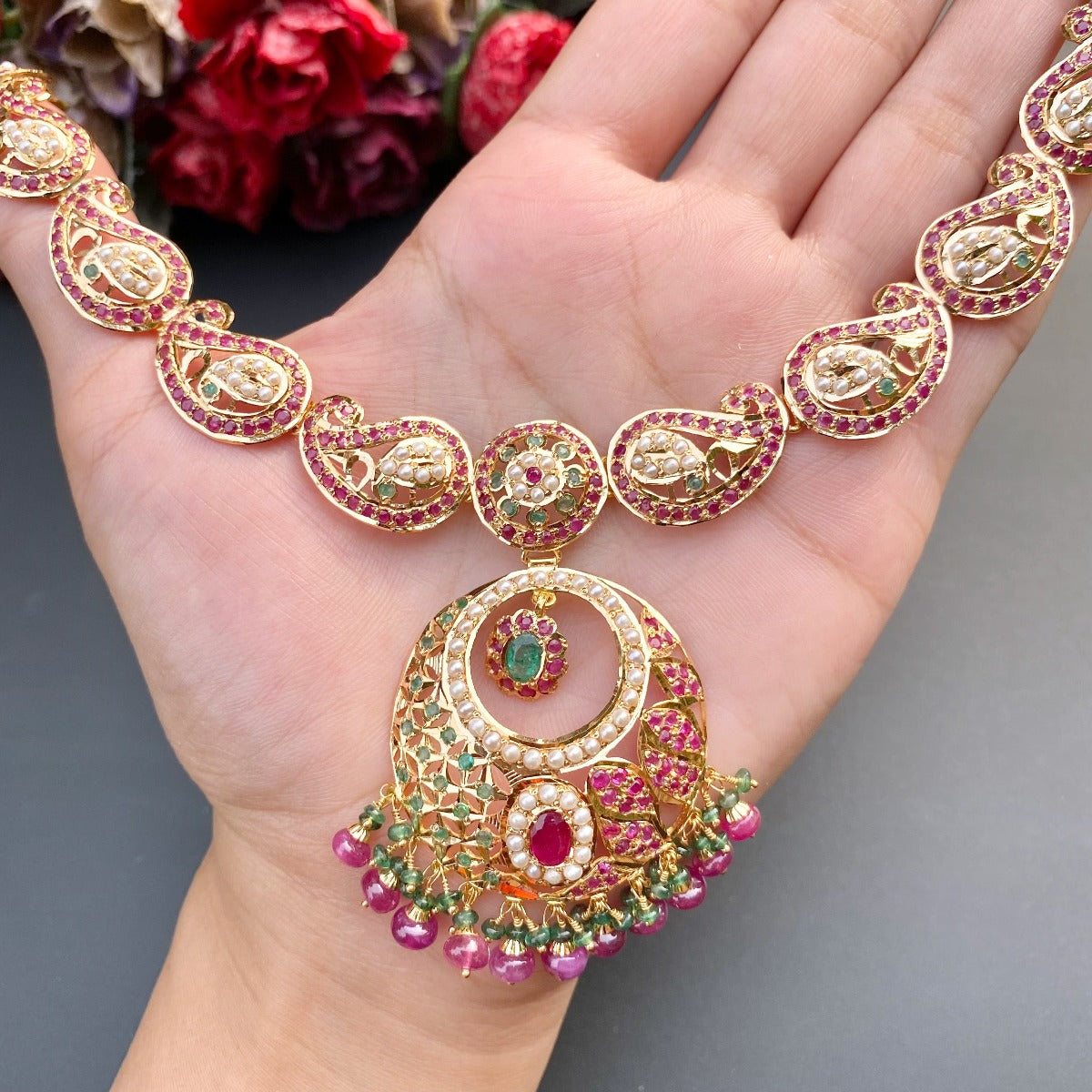 22k gold necklace set jadau