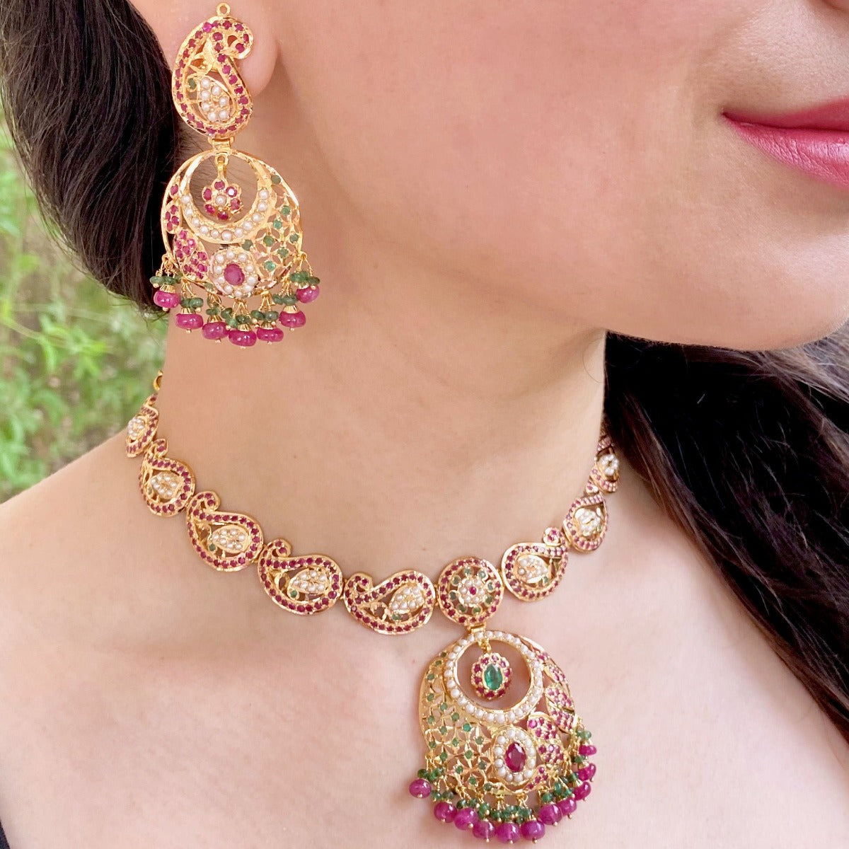 22k gold necklace set jadau
