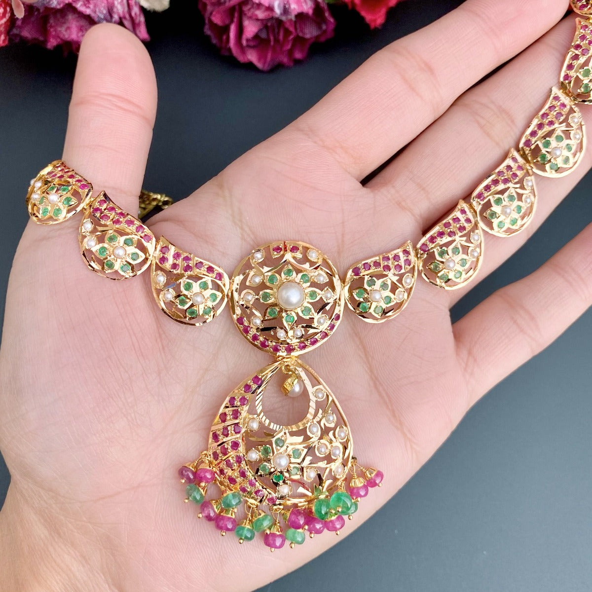 amritsari jadau set gold