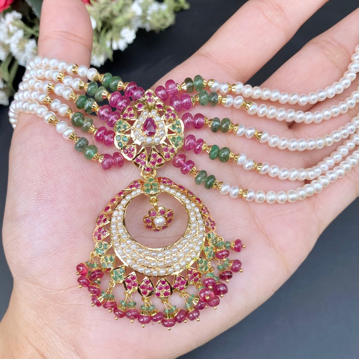 punjabi jadau choker on gold