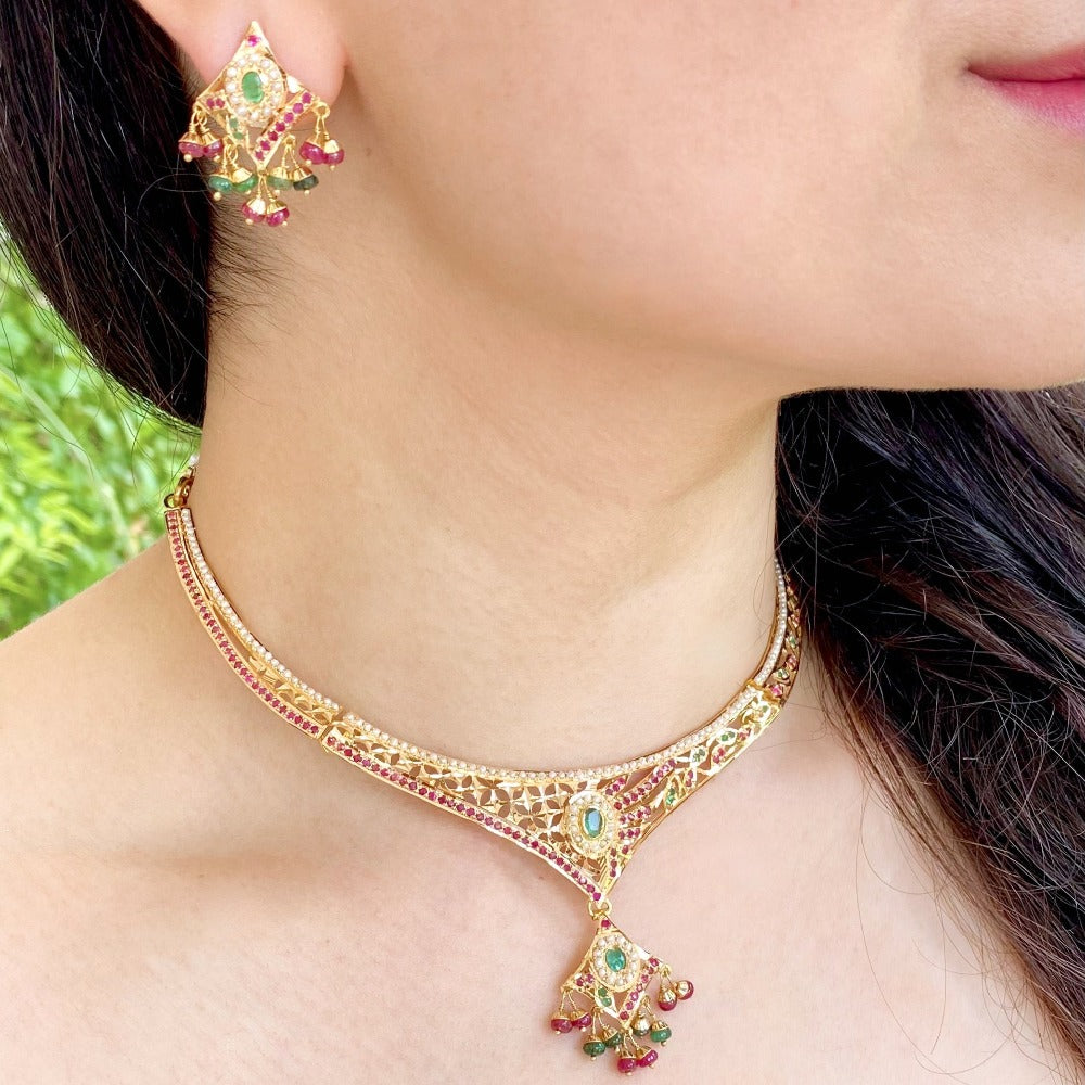 Elegant Necklace Set in 22ct Gold GNS 190