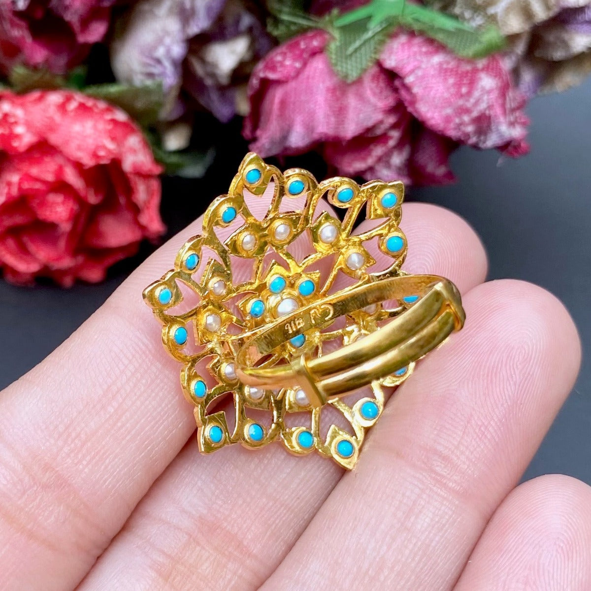 real gold turquoise ring