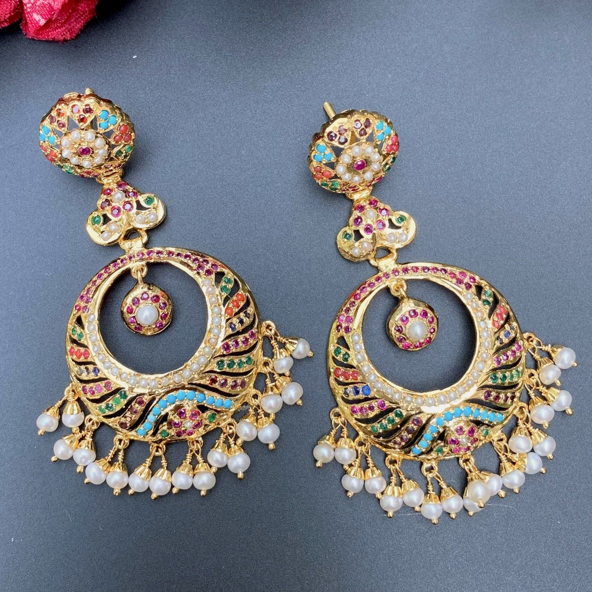 gold plated chandbali earrings