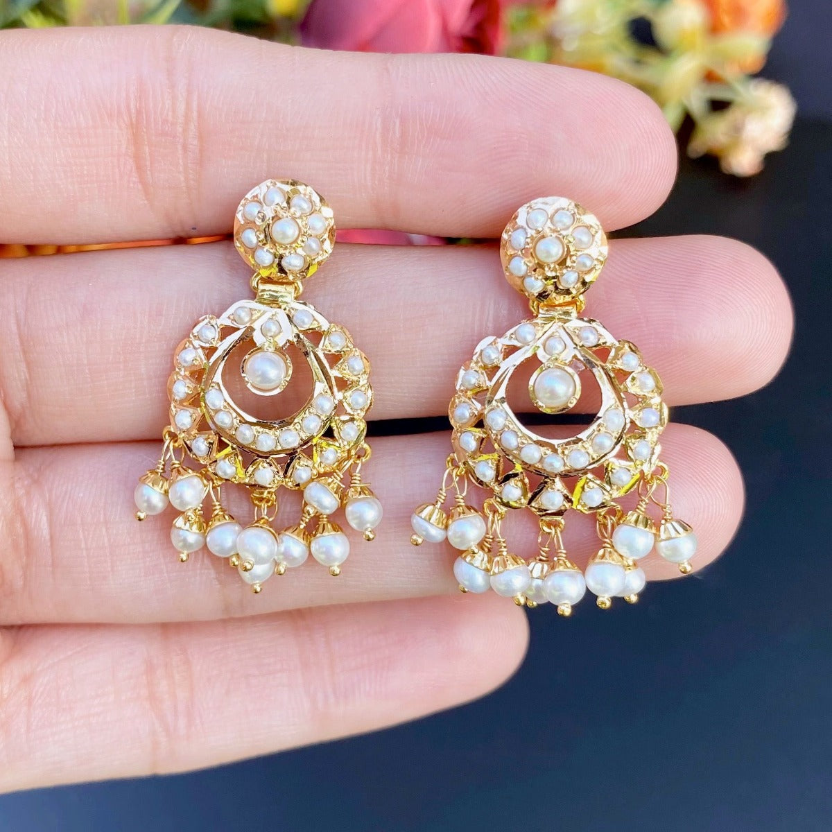 small dainty gold chandbali