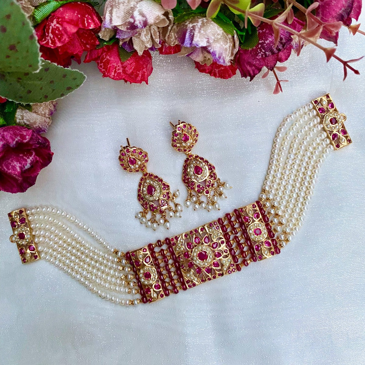 ruby choker gold plated silver