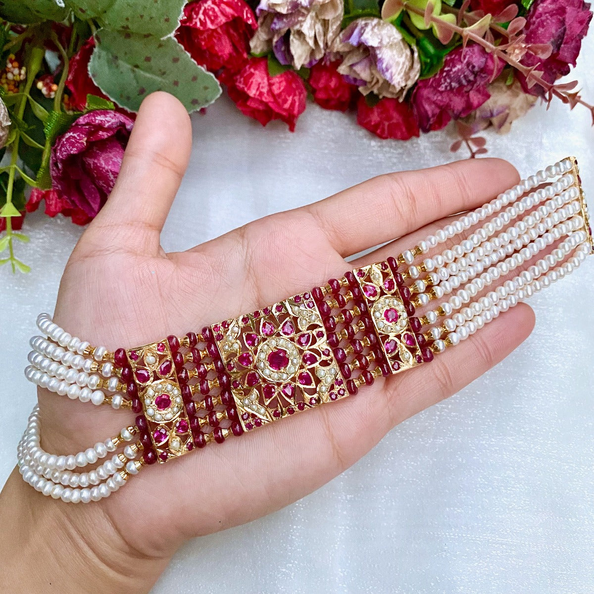 ruby choker gold plated silver